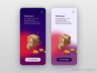 Thank you adobe xd app color daily ui dailyui design done mobile order confirmation payment thankyou trendy ui ux