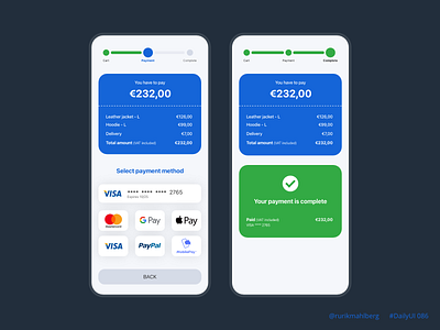 Progress bar adobe xd app checkout daily ui dailyui mobile payment progressbar statusbar