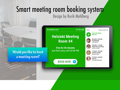 Smart meeting room booking VUI adobe xd face recognition ui ux voice first vui