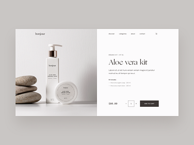 Bonjour, Organic Soap ecommerce — Weekly rebound aloe vera apercu branding ecommerce label minimal nature ogg organic packaging product shop sleek soap typogaphy ui user interface ux web design white