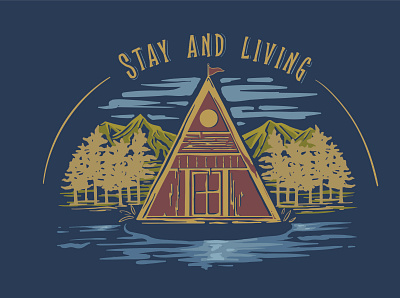 Stay and living in cottage with vintage style illustration comission cottage design digitalart digitalillustration handdrawn illustration illustrator living nature outdoor outdoor badge outdoor design stayhome tshirt design vintage vintage design vintage illustration