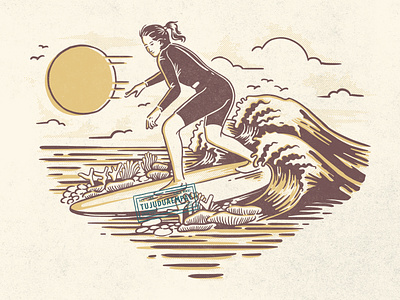 Surfer Girl Riding