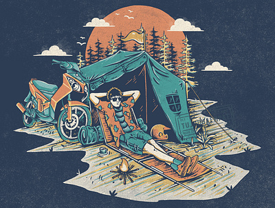 Ride And Camp design digitalillustration handdrawn illustration tshirt design vintage vintage design