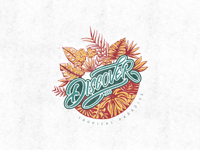 Tropical Paradise branding comission design digitalart digitalillustration handdrawn illustration illustrator leaves nature ocean paradise sea summer summertrip tropical tropicalleaves tshirt design typography vector