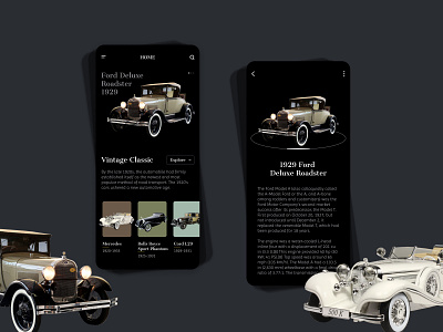 Vintage Car Theory App Design adobe photoshop android app app app design branding dark mode dark ui design illustration ios logo typography ui ux vector vintage design