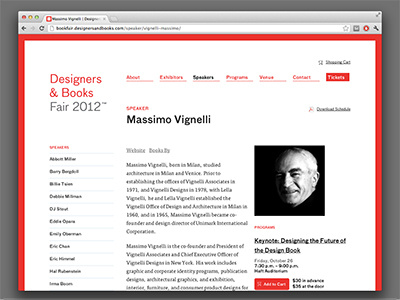 Speakers books designers front end grid red website white wordpress