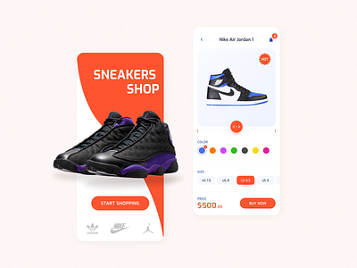 Sneakers shop ui/ux design adidas app clean design ecommerce interface jordan mobile app mobile application mobile design mobile shop nike product product design responsive design shoes sneakers ui ui design ux