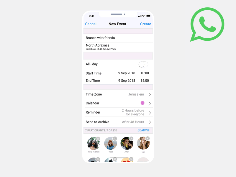You just created an Event! invention after effects animation ios delight animated gif confetti design ui ux design whatsapp interaction design new feature event