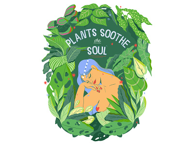 Plants south the soul cactus character flat girl hand lettering illustration leaves lettering mindful monsterrataz naked nature plants texture typography woman