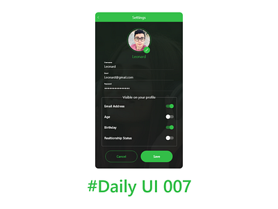 Setting Ui daily ui 007 dailyui ux