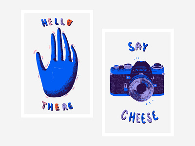 Hello there - Self branding postcard camera digital illustration hand hand drawn handmade illustration playful postcard