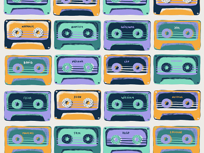 Colorful tapes digital illustration hand drawn illustration music tape