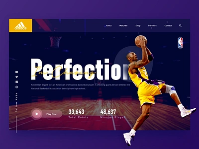 Kobe Bryant Landing Page adidas adidas originals basketball kobe bryant kobebryant landing landing page landing page design landingpage landscape nba nba finals nba poster player landing page sport sports sports branding sports design sports identity website