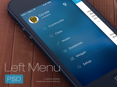APP Side Menu app debut drawer icon ios iphone menu nav navigation psd sidemenu ui