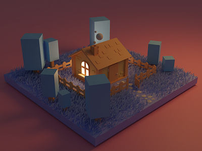 House 3d 3d art 3d illustration blender blender3d blender3dart forest house illustration