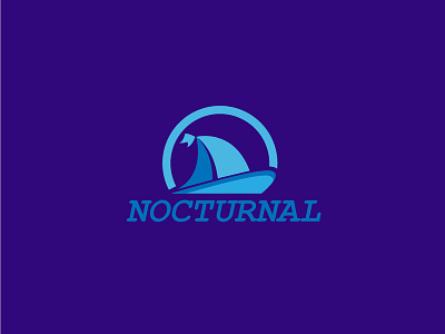 Nocturnal logo blue boat branding color design dribbble flat graphic design hello dribbble icon identity logo minimal professional design purple logo ship typography