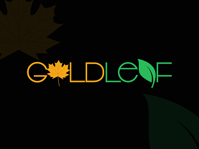 GoldLeaf logo black branding color design dribbble flat flat logo gold graphic design green identity illustrator leaf logo minimal type typography vector
