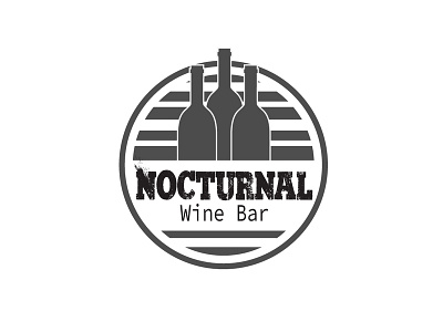 Nocturnal wine bar logo badge logo bar branding black branding design dribbble graphic design grey icon identity illustrator logo round logo type typography vector wine bottle