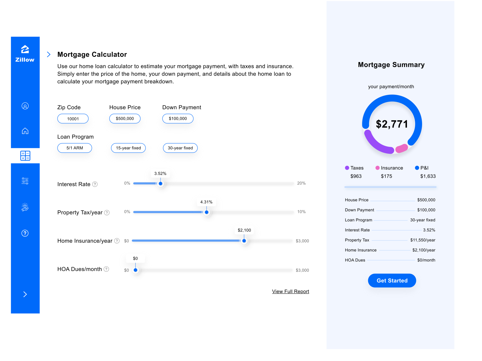 mortgage payment calculator zillow