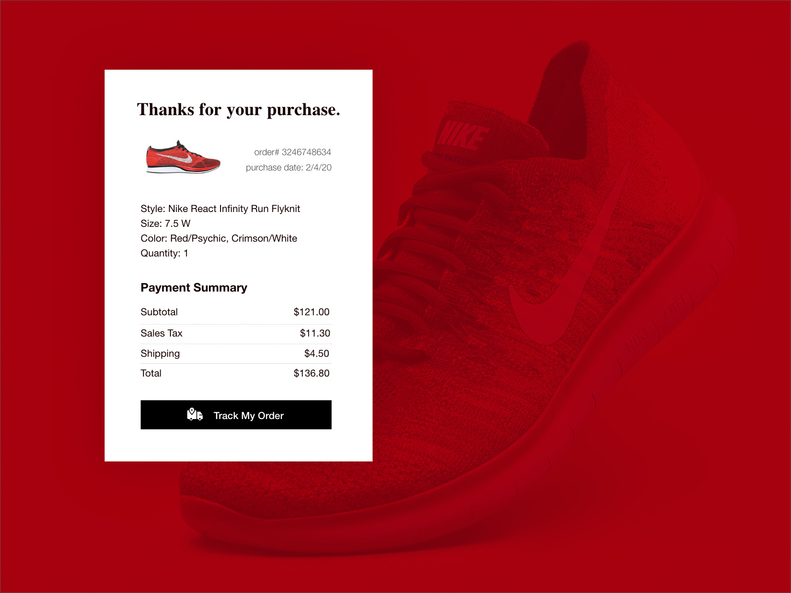 Nike Email Confirmation Notification by Moti Saleminik on Dribbble