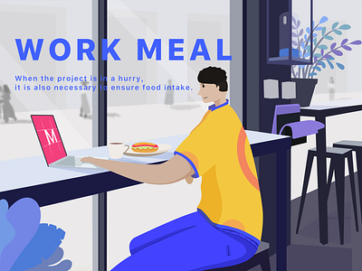 Work Meal 工作餐 illustration vector 插图 设计