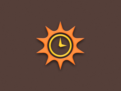 Weather and time clock icon orange sun time weather yellow