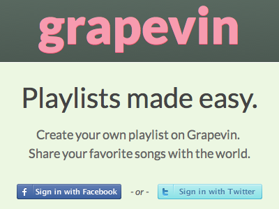 Grapevin: Playlists made easy. facebook grapevin music playlist playlists song songs twitter