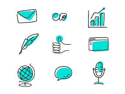 Communication Icons browser chat bubble data email globe icons illustrator line icons microphone quill thumbs up vector