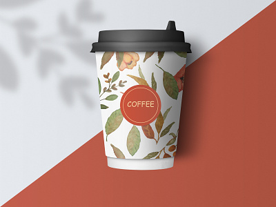 Coffee Cup with floral watercolor illustration. arrangement autumn background botanical branding coffee decorate decoration design floral flower foliage frame greetingcard hand drawn leaves logo mockup pattern watercolor