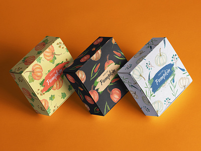 Watercolour pumpkin packaging design. Hand drawn pattern.