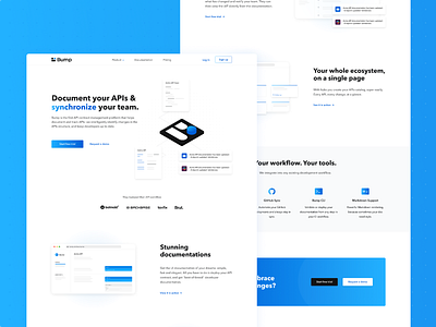 Bump - Developers will never miss an API change again api blue branding design gradient homepage illustration landing page landingpage ui ux web web design