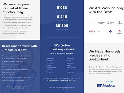 Inside view of the brochure for e-medicus branding design illustration typography