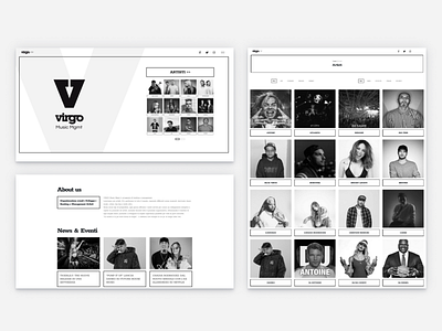 Virgo Music MGMT - Booking Agency & Management agency artist booking css djs graphic design homepage leanding logo music ui ux webdesgin website