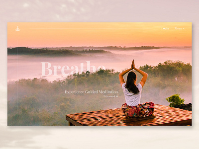 BREATHE guided meditation landing page concept branding design imagery landing page layout meditation mondays relaxing typography ui ux web web design website