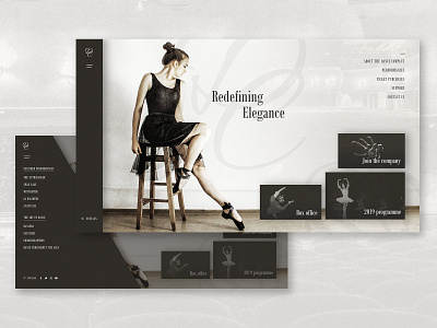 Redefining Elegance ballet branding company page dance dance company dance website dancing design imagery landing page layout performance performers typography ui ux web web design website
