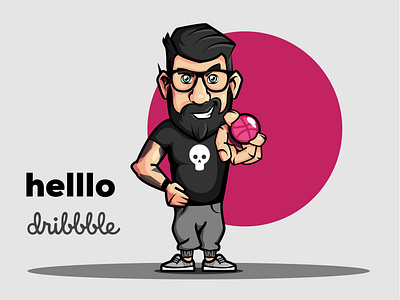 Helllo Dribbble! cartoon characer fun hello dribbble illustration self portrait vector