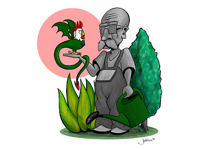 Stoned Gardener cartoon challenge characer color illustration ipad pro procreate app