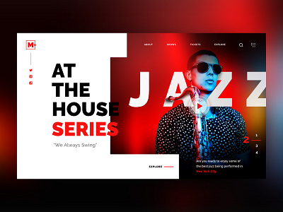 M Jazz - House Series adobe xd bootstrap design digital duotones homepage interaction design jazz light music site typography ui user inteface ux web web design website