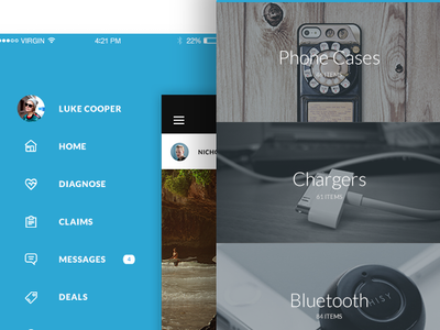 Dropbot Menu Deals android bot card insurance material design mobile navpane