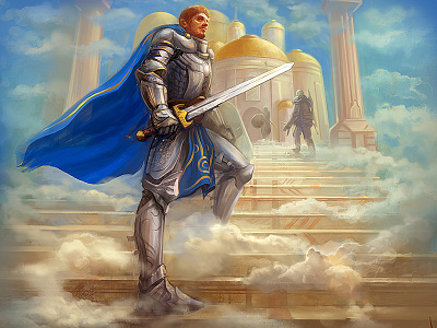 Stairway To Heaven fantasy illustration paladin trading card