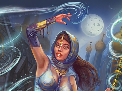 Chaneller Mage arabian fantasy female illustration sexy