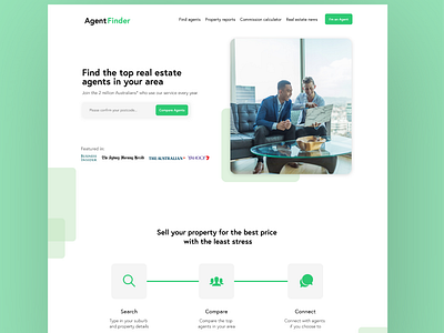 Agent Finder - Landing Page design green landing landing design landingpage realestate ui web web design website