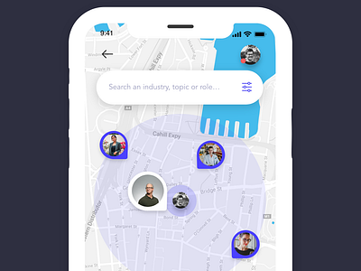 Linkedin Geo Search Concept app blue design feature filters linked in linkedin map mapping mobile project redesign search ui user