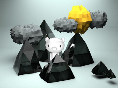 The Hills have Bears bear c4d cinema 4d illustration low poly low poly art low polygon the hills have bears