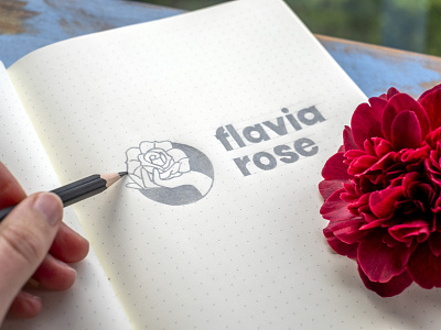 Flavia Rose logo brand brand design brand identity branding branding concept circle flower hand identity identity design illustration logo logo design pencil rose sketch