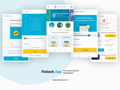 Fintech App version.01 adobe xd adobexd android blue design clean app design creative finance fintech fresh design illustration latest mobile app ui design user interface vector xd