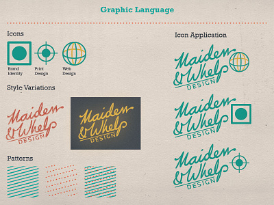 Maiden & Whelp Graphic Language brand identity icons logo texture