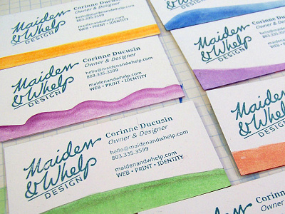 Maiden & Whelp Business Cards branding business card design print stamp water color