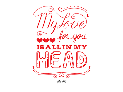 Valentine Card hand lettering handlettering illustrator red vector