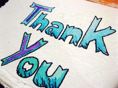 Thank You blue hand drawn marker thank you typography watercolor